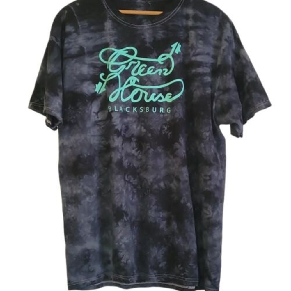 t shirt black white tie dye green house blacksburg va hokies sz l